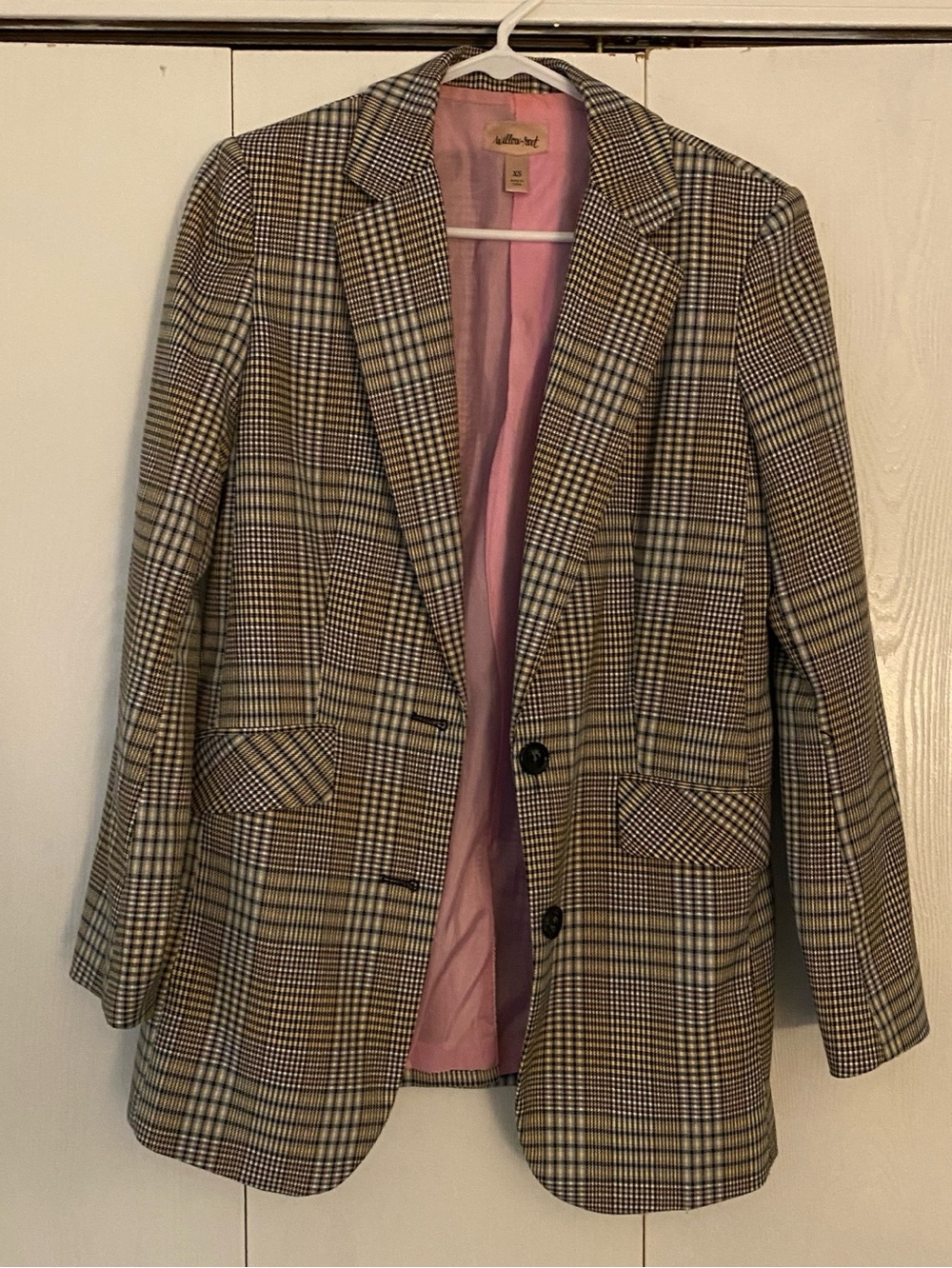 Willow Plaid Blazer with Pink Lining